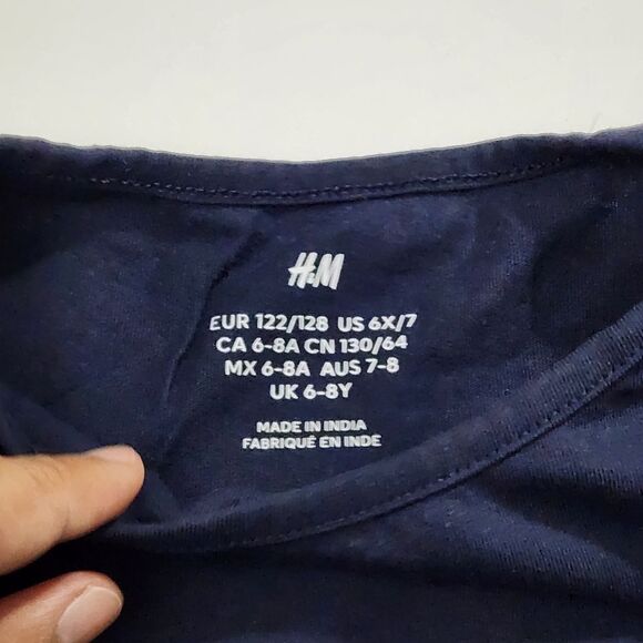 H&M Girls Navy Blue Cotton Layering or Undershirt T-shirt Top Size 6x/7 - Picture 3 of 3